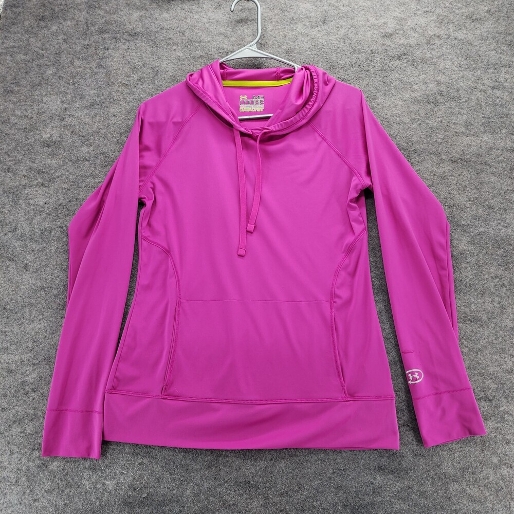 Under Armour Hoodie Womens Medium Catalyst Loose Fit Heat Gear Pink